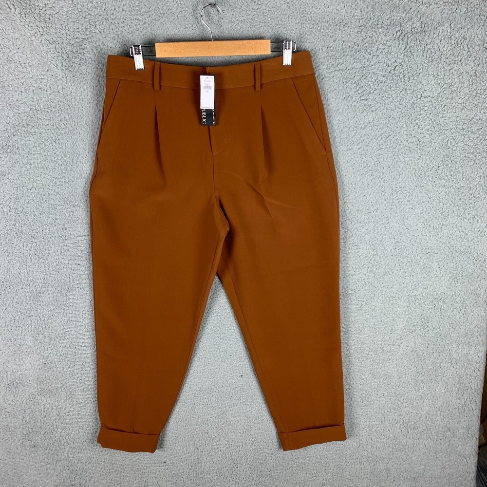 NWT Banana Republic Crop Trousers Womens 10 S Rust Pleated Cuffed High Rise Pant